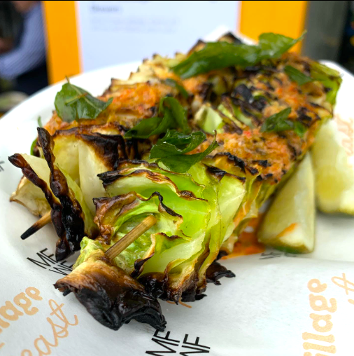 Char Grilled Cabbage Skewer with Curry Leaf Butter